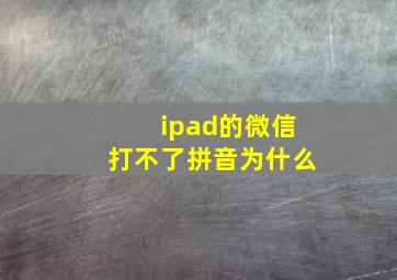 ipad的微信打不了拼音为什么