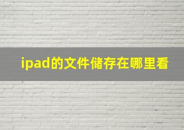 ipad的文件储存在哪里看