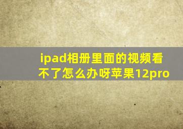 ipad相册里面的视频看不了怎么办呀苹果12pro