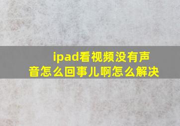 ipad看视频没有声音怎么回事儿啊怎么解决