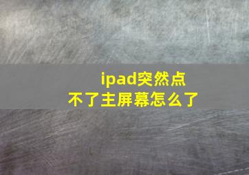 ipad突然点不了主屏幕怎么了