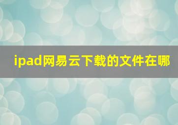 ipad网易云下载的文件在哪