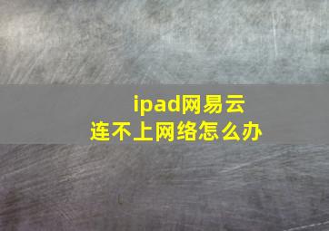 ipad网易云连不上网络怎么办