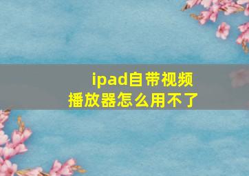 ipad自带视频播放器怎么用不了