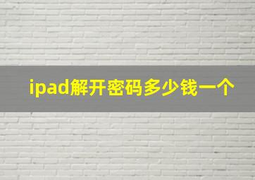 ipad解开密码多少钱一个