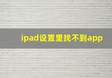 ipad设置里找不到app