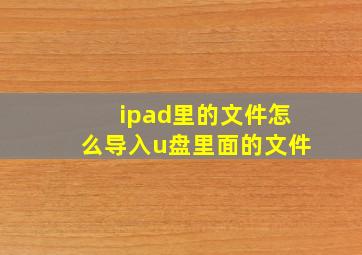 ipad里的文件怎么导入u盘里面的文件