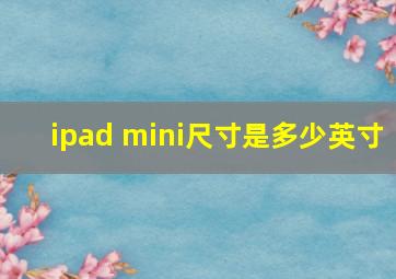 ipad mini尺寸是多少英寸