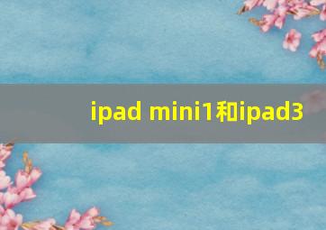 ipad mini1和ipad3