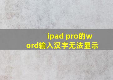 ipad pro的word输入汉字无法显示