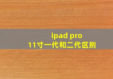 ipad pro 11寸一代和二代区别