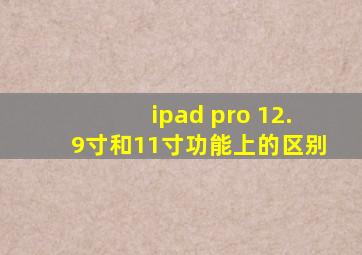 ipad pro 12.9寸和11寸功能上的区别