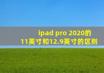 ipad pro 2020的11英寸和12.9英寸的区别