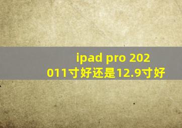 ipad pro 202011寸好还是12.9寸好