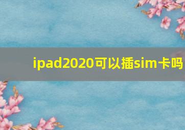 ipad2020可以插sim卡吗