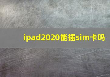 ipad2020能插sim卡吗