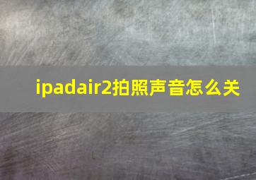 ipadair2拍照声音怎么关