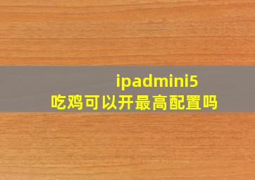 ipadmini5吃鸡可以开最高配置吗