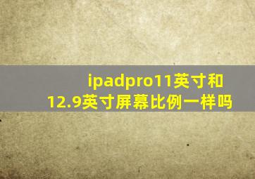 ipadpro11英寸和12.9英寸屏幕比例一样吗