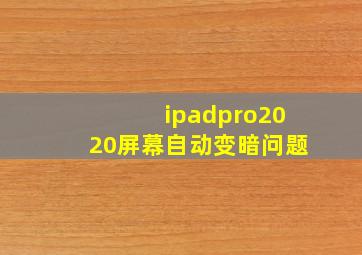 ipadpro2020屏幕自动变暗问题