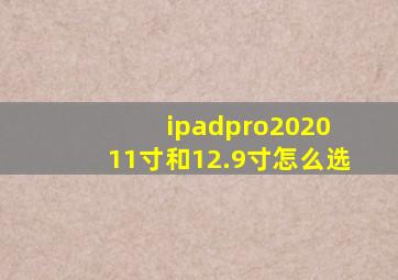 ipadpro2020 11寸和12.9寸怎么选