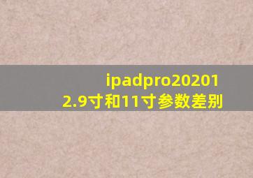 ipadpro202012.9寸和11寸参数差别