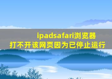 ipadsafari浏览器打不开该网页因为已停止运行