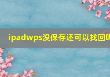 ipadwps没保存还可以找回吗