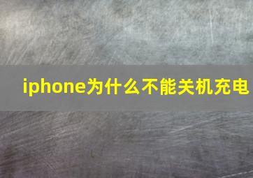 iphone为什么不能关机充电