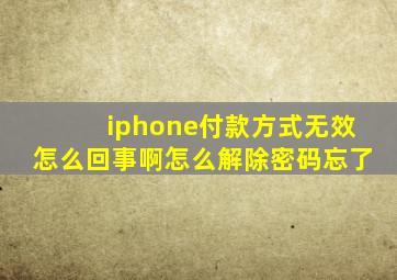 iphone付款方式无效怎么回事啊怎么解除密码忘了