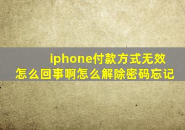 iphone付款方式无效怎么回事啊怎么解除密码忘记