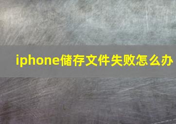 iphone储存文件失败怎么办