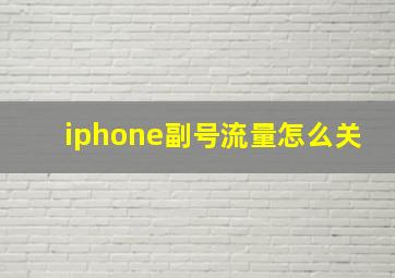 iphone副号流量怎么关