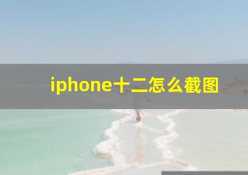 iphone十二怎么截图