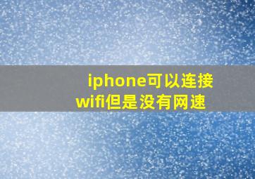 iphone可以连接wifi但是没有网速