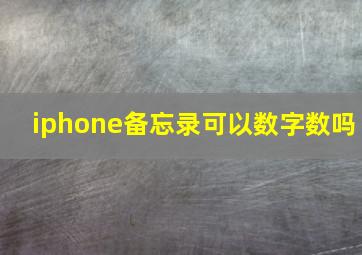 iphone备忘录可以数字数吗