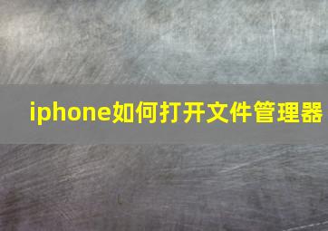 iphone如何打开文件管理器