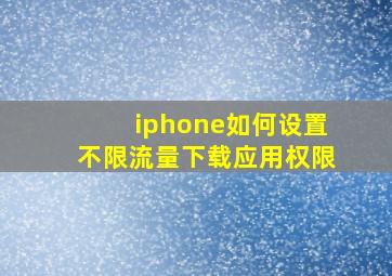 iphone如何设置不限流量下载应用权限