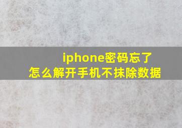 iphone密码忘了怎么解开手机不抹除数据