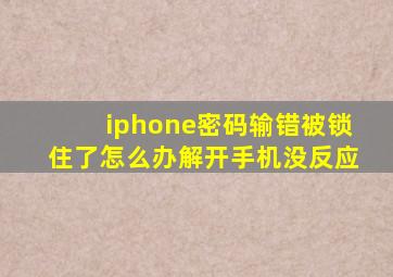 iphone密码输错被锁住了怎么办解开手机没反应