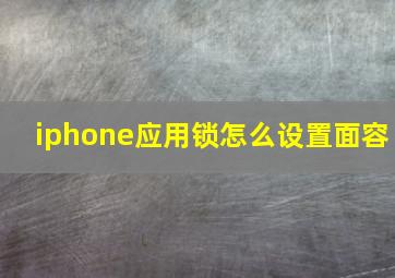 iphone应用锁怎么设置面容