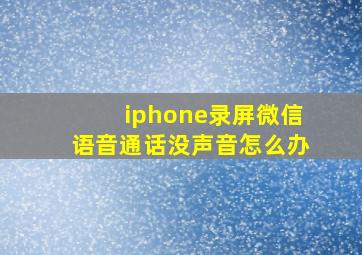 iphone录屏微信语音通话没声音怎么办