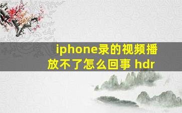 iphone录的视频播放不了怎么回事 hdr