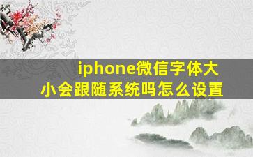 iphone微信字体大小会跟随系统吗怎么设置