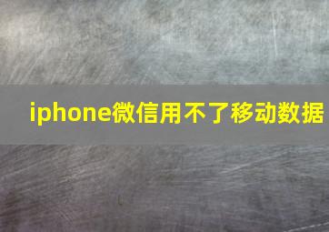 iphone微信用不了移动数据