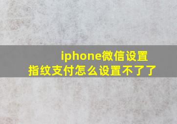 iphone微信设置指纹支付怎么设置不了了