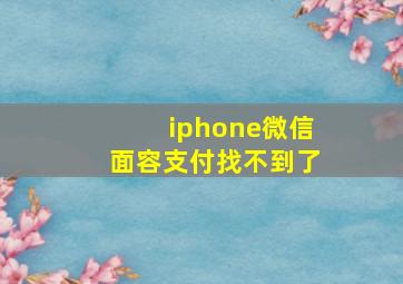 iphone微信面容支付找不到了