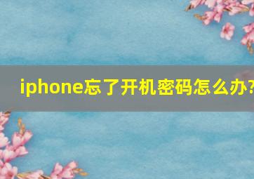 iphone忘了开机密码怎么办?