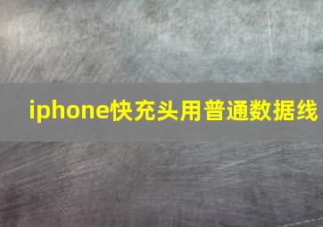 iphone快充头用普通数据线