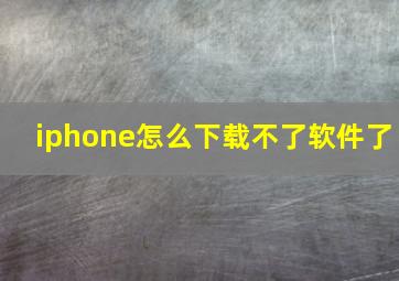 iphone怎么下载不了软件了